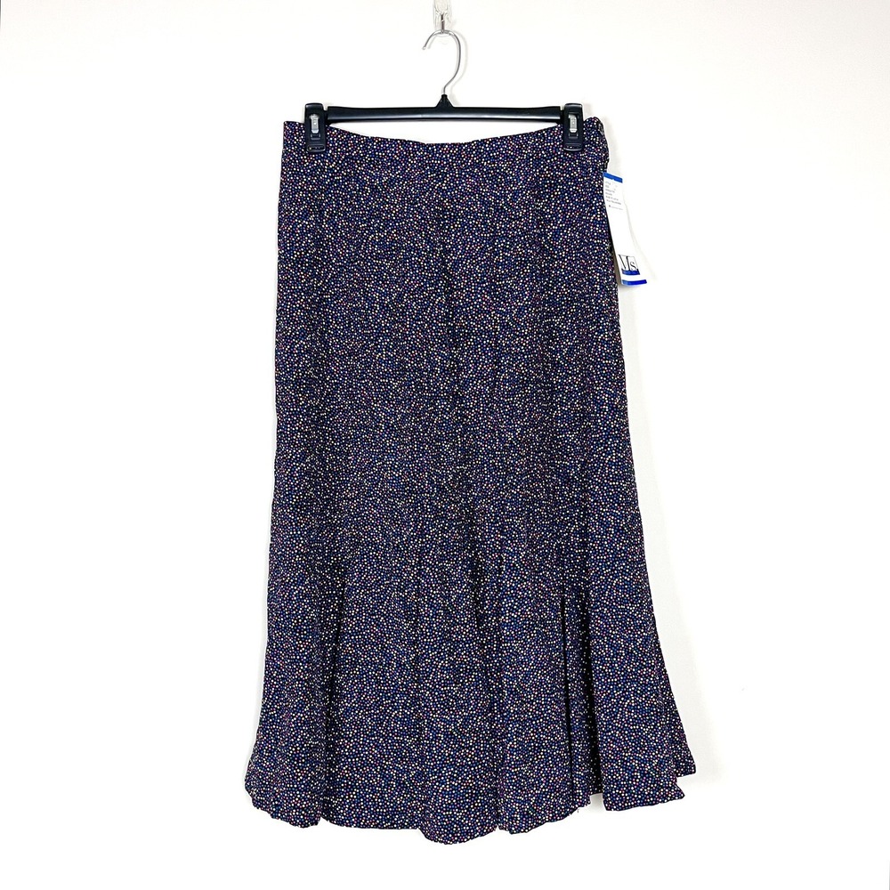 Vintage 80s Russ Polka Dot Midi Skirt Rayon Flowy Colorful 32 Waist NWT *Note